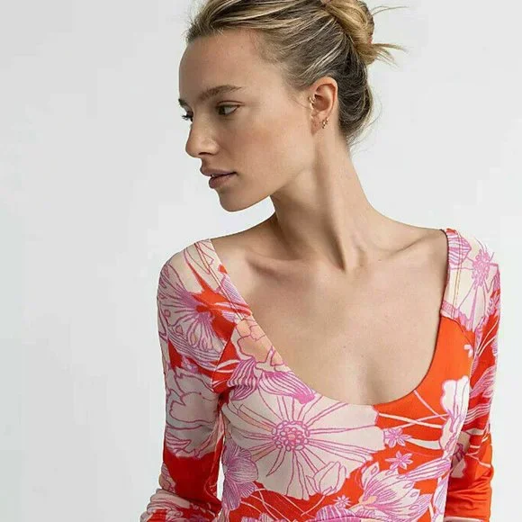 Free People First Date Retro Sexy Maxi Dress M - Picture 2 of 7